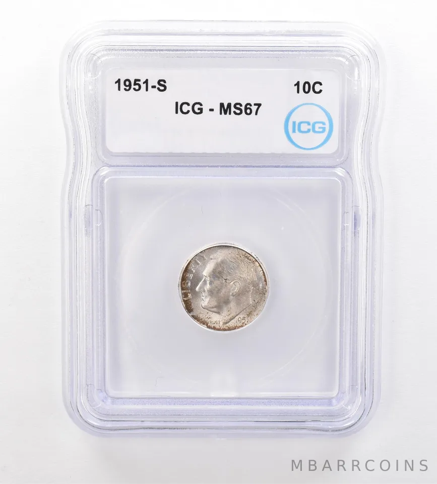 1951-S Roosevelt Dime MS67 ICG Nice Tone a7529