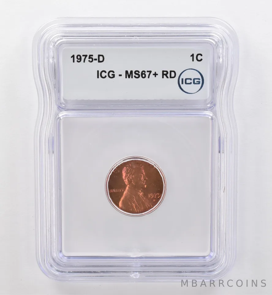 1975-D Lincoln Memorial Cent MS67+ RD ICG Beautiful Tone *6581