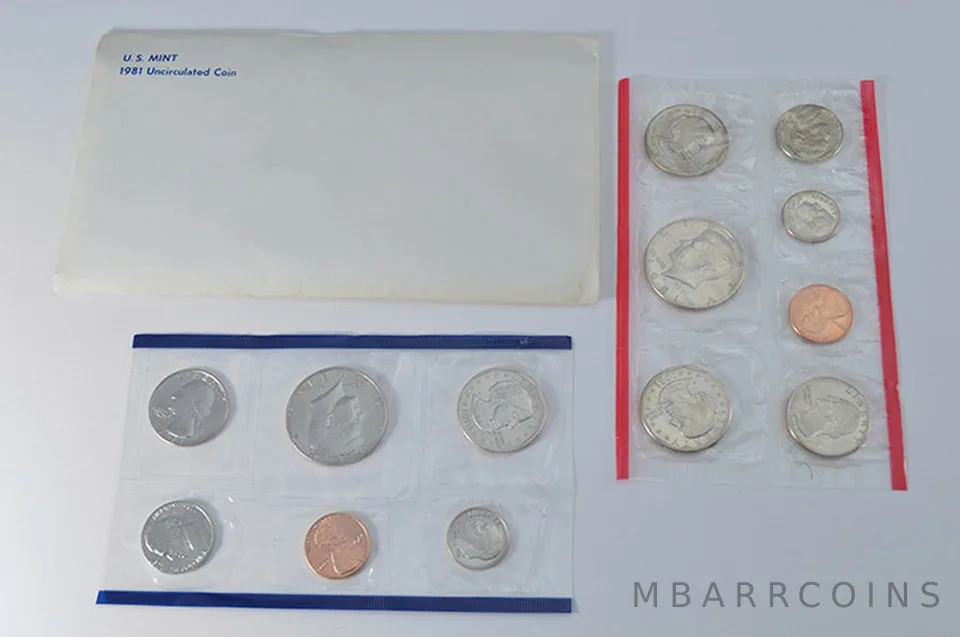 1981 Mint Set with Original Envelope & Flatpacks (13 coins)