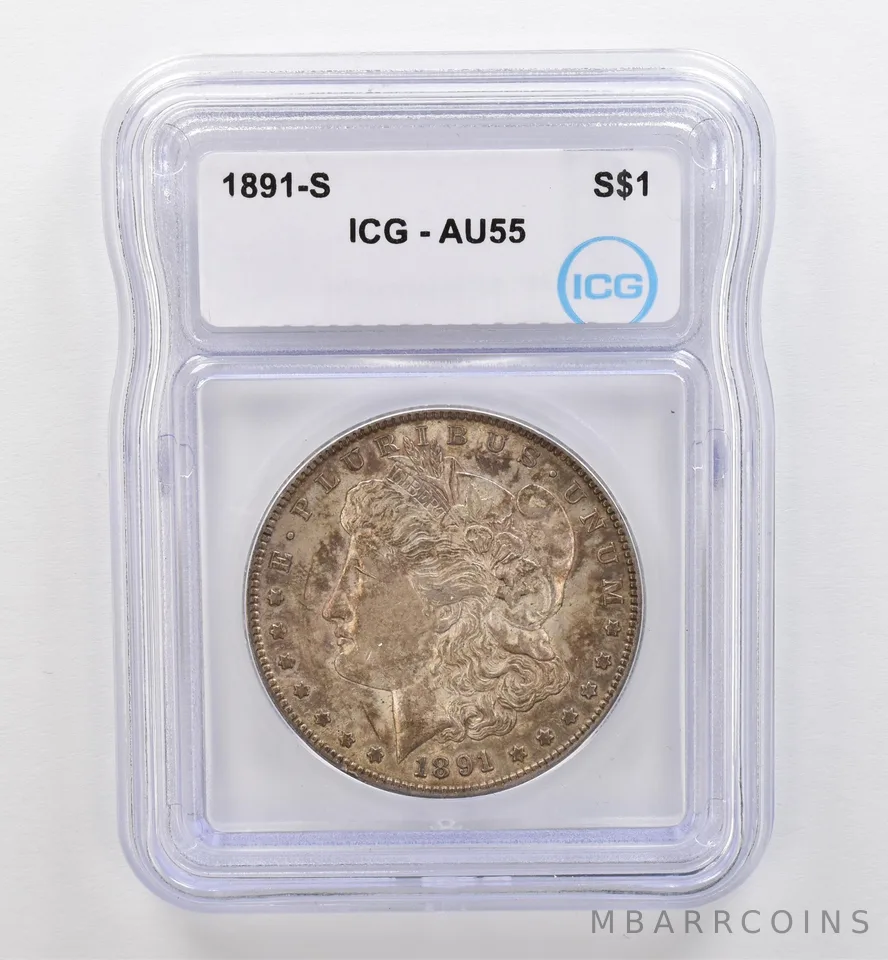 1891-S Morgan Silver Dollar AU55 ICG Beautiful Tone *9259