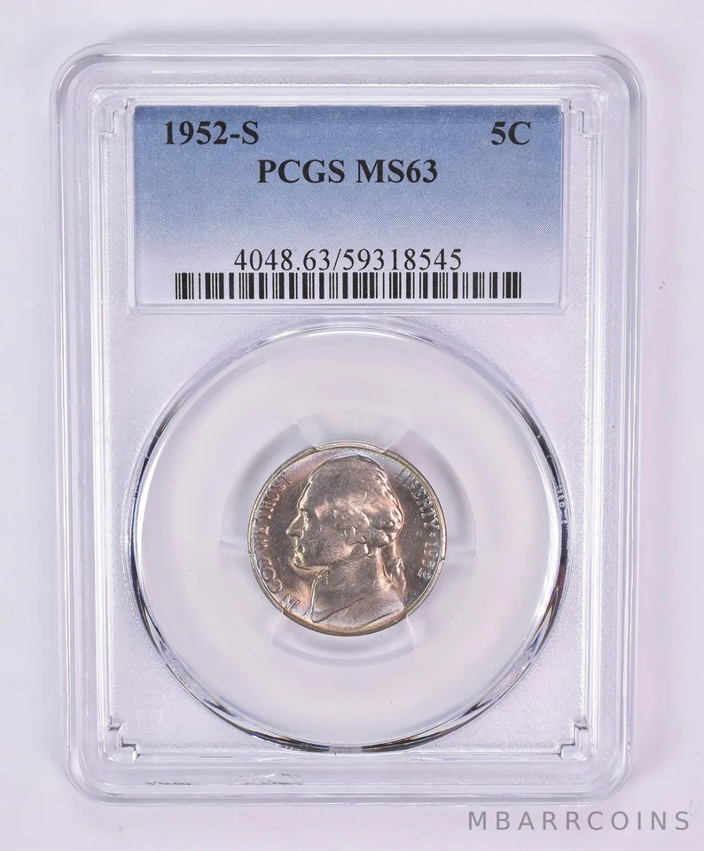 1952-S Jefferson Nickel MS63 PCGS Beautiful Tone *1135