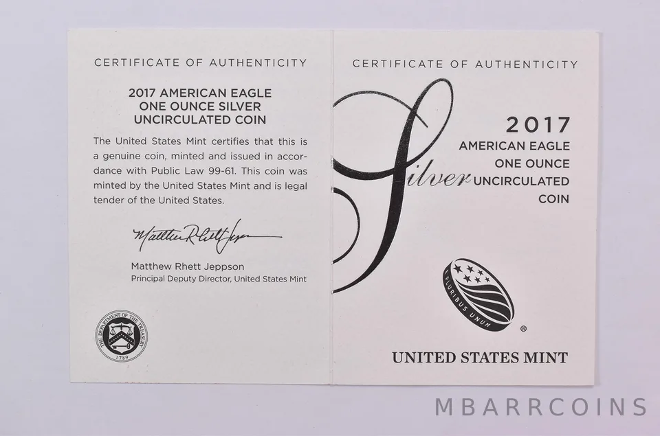 COA 2017-W Burnished Silver Eagle
