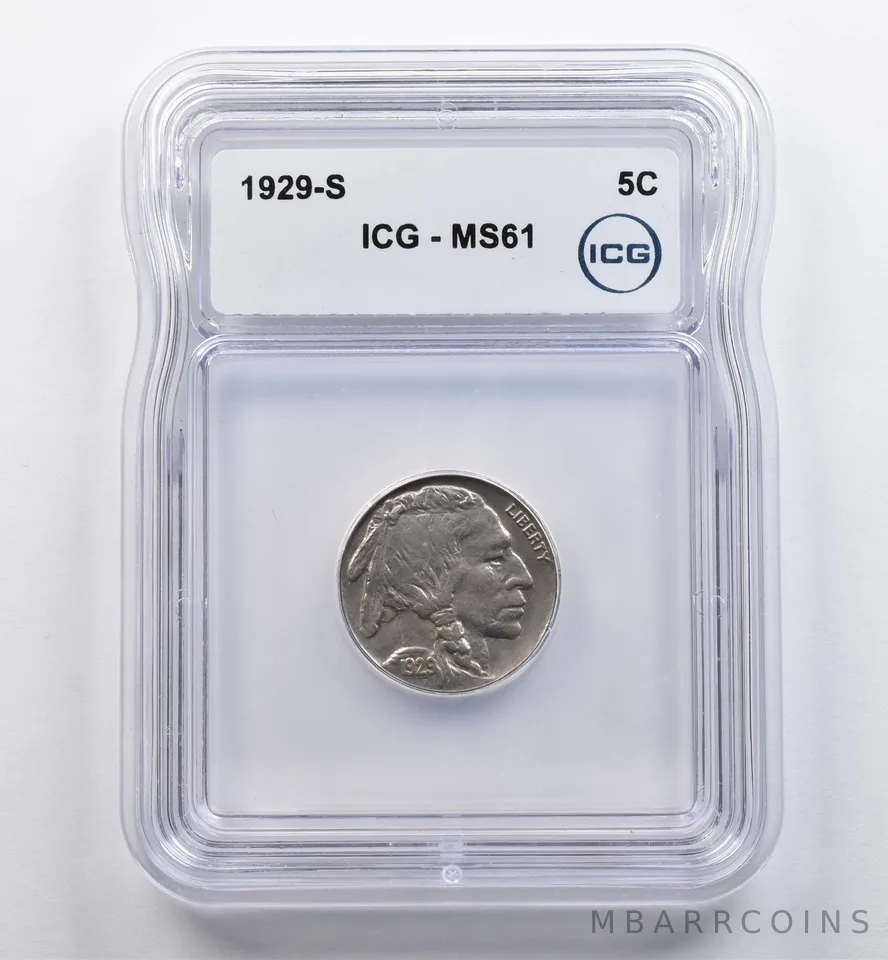 1929-S Indian Head Buffalo Nickel MS61 ICG *9022