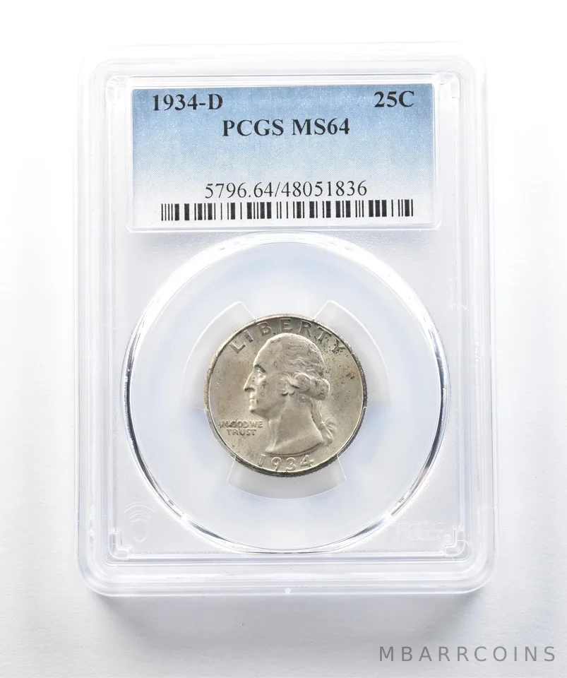 1934-D Washington Quarter MS64 PCGS a0175