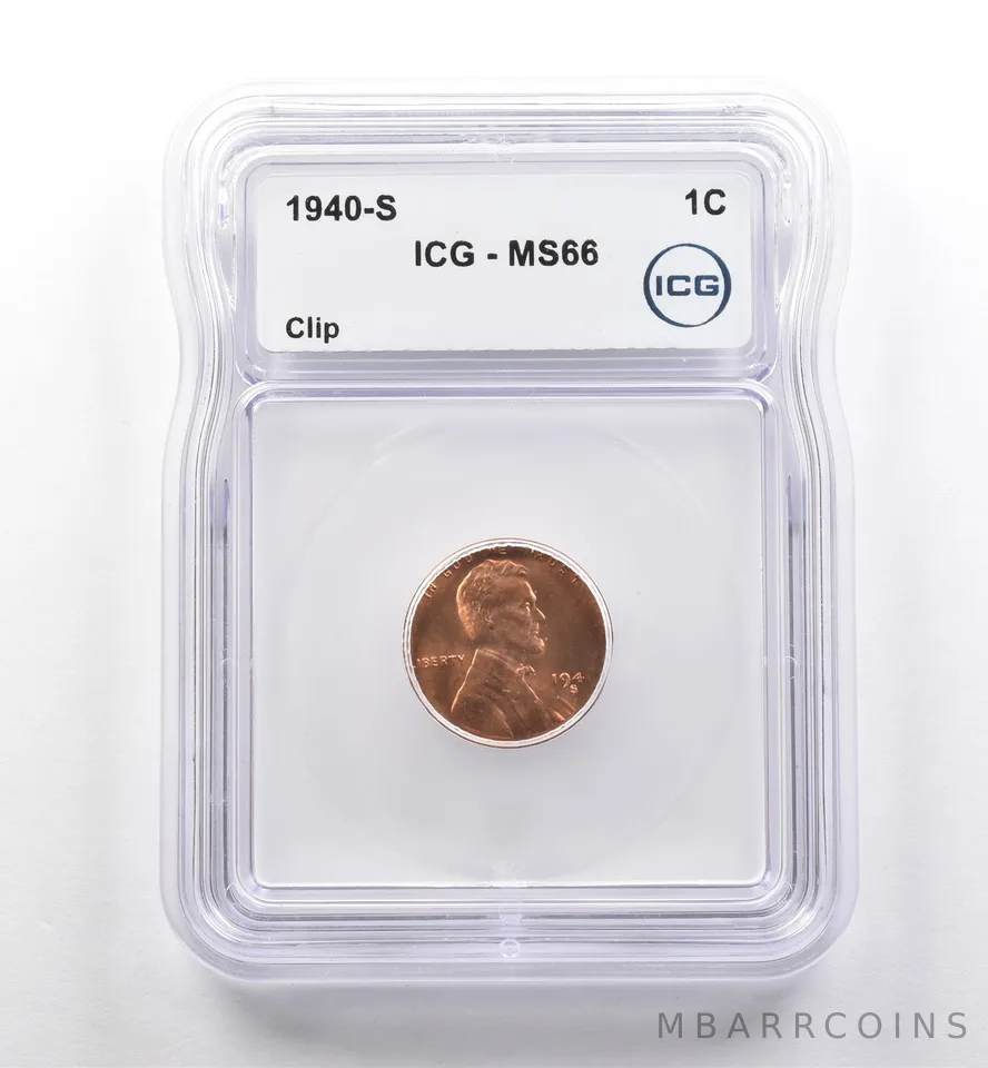 1940-S Lincoln Wheat Cent Clip MS66 ICG *7498