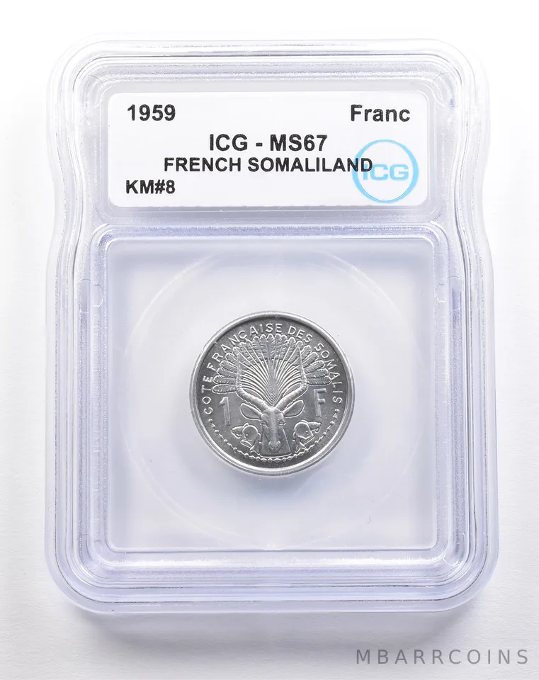 1959 French Somaliland Franc KM#8 MS67 ICG *5489