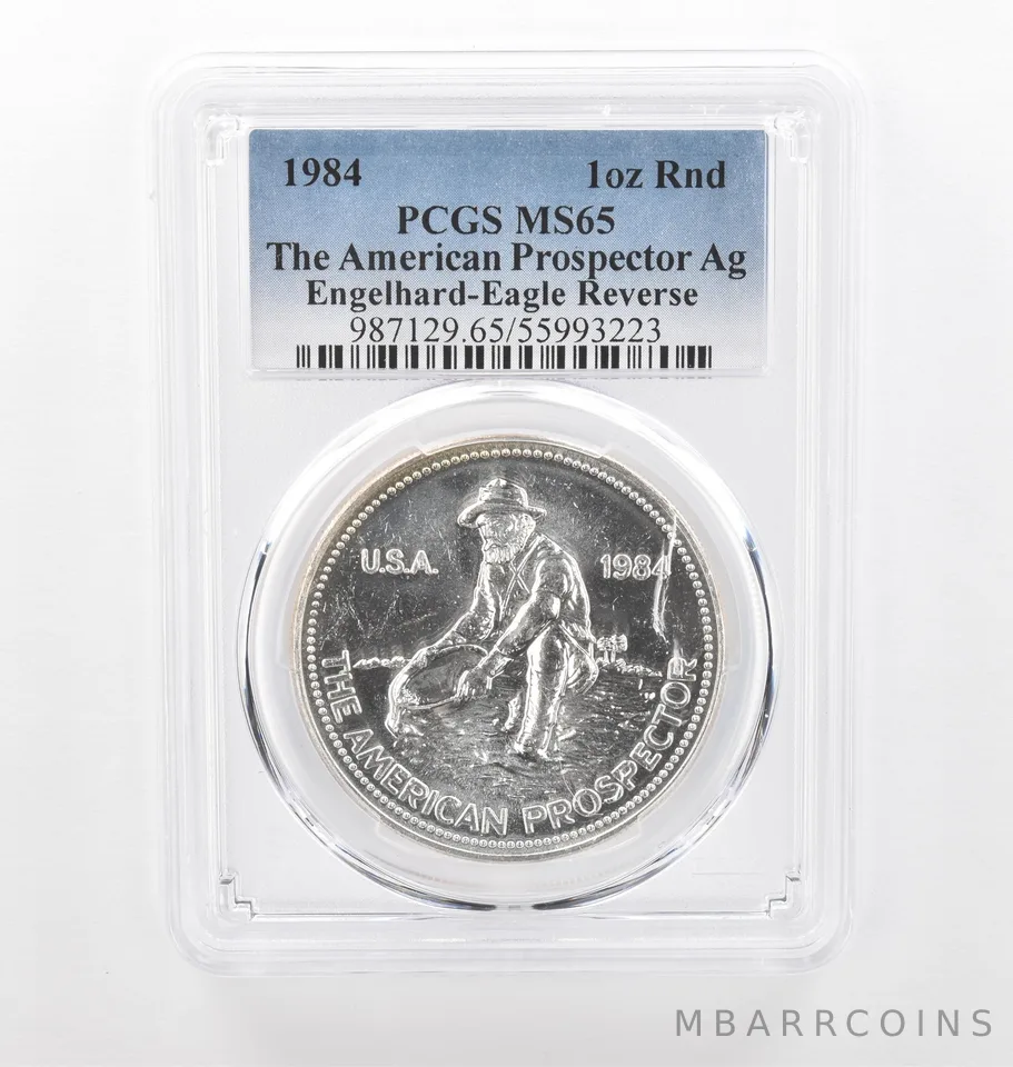 1984 Engelhard Prospector 1 Oz Silver Eagle Reverse MS65 PCGS Nice Tone *2178