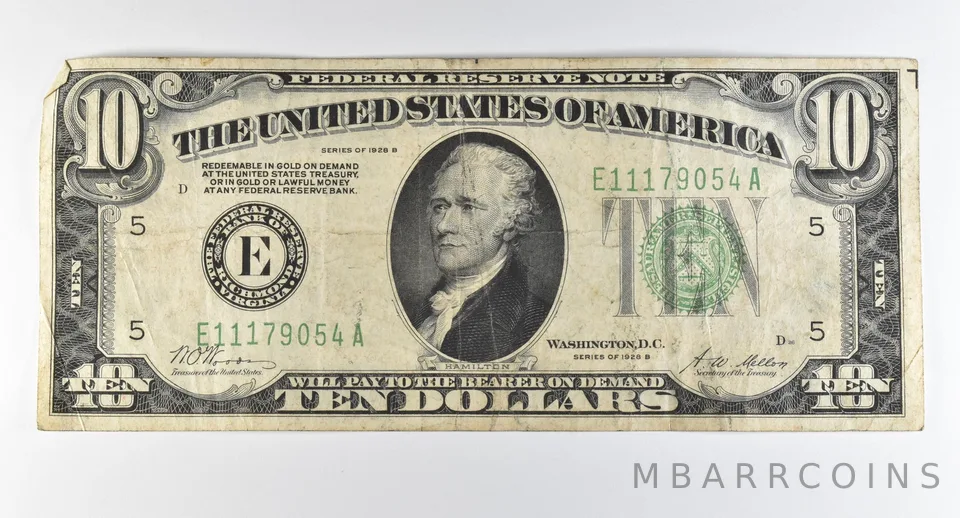 1928 B $10 Richmond VA FRN Green Seal Gold Certificate *0335