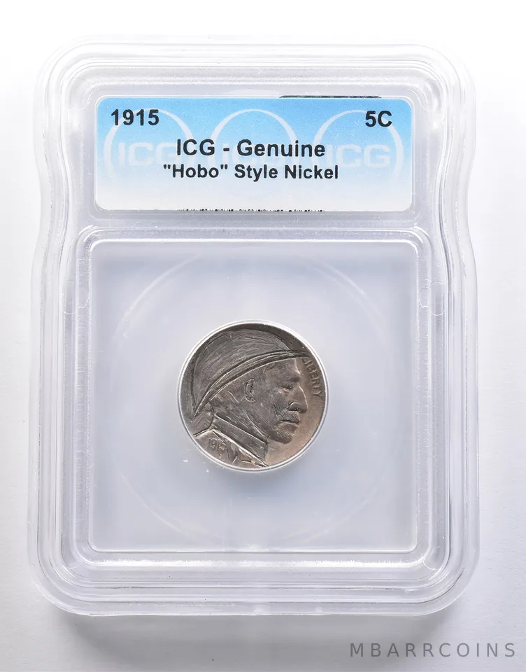 1915 Indian Head Buffalo Nickel "Hobo" Style Genuine ICG *6594