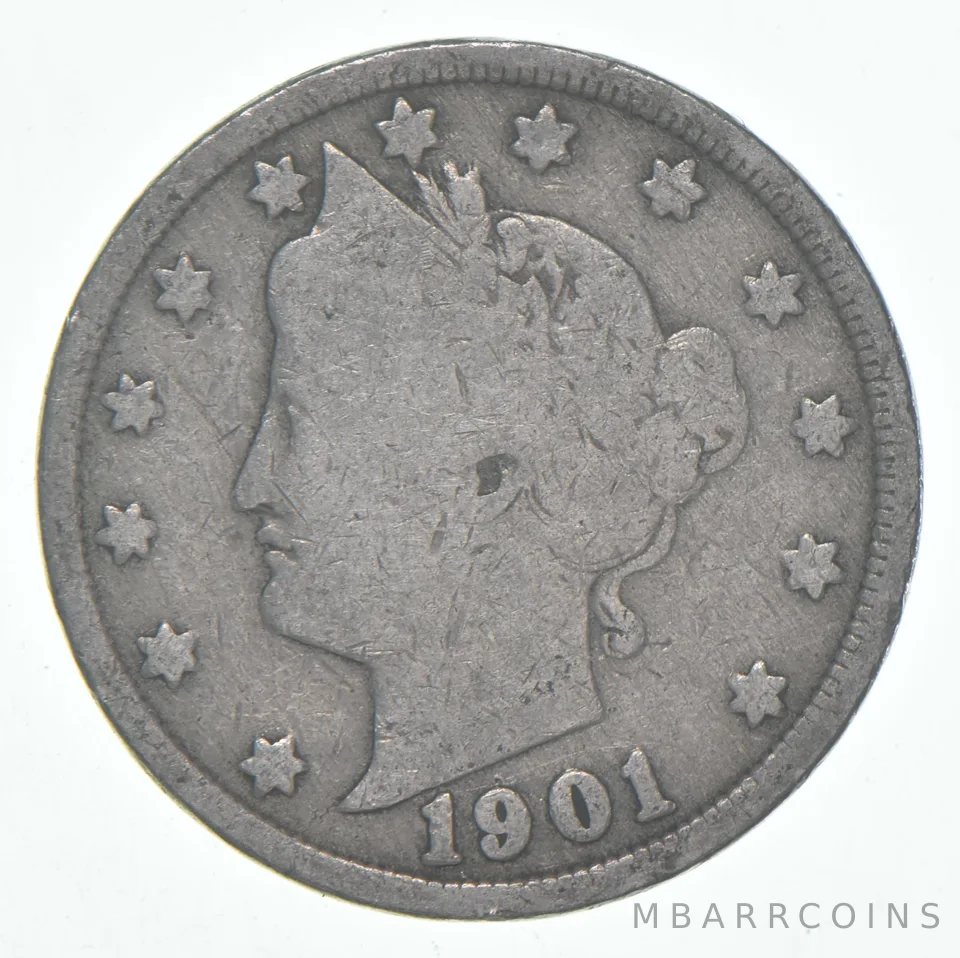 1901 Liberty V Nickel AC Average Circ