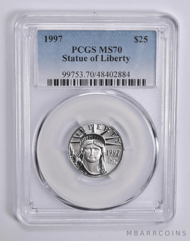 MS70 1997 $25 American Platinum Eagle 1/4 Oz Platinum PCGS *0408