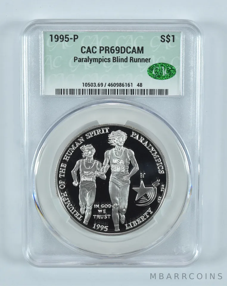 1995-P Paralympic Running Commemorative Silver Dollar PR69 DCAM CAC CACg