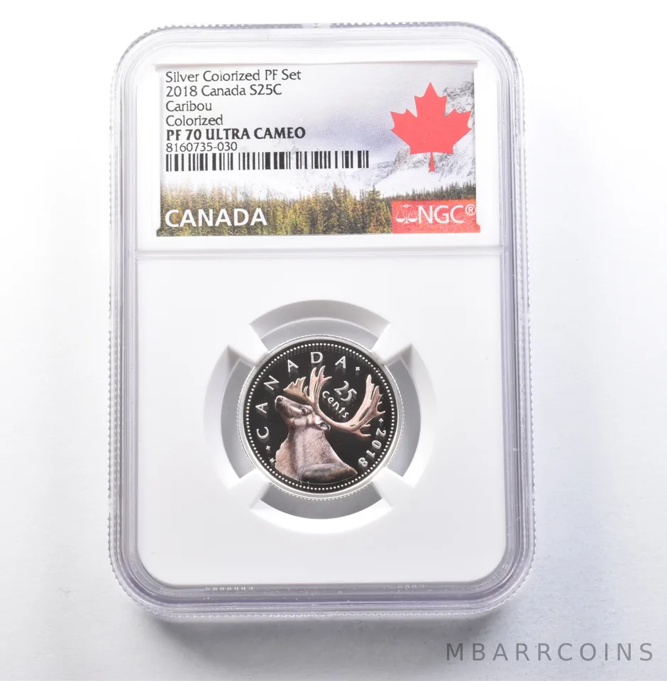 2018 Canada 25 Cents Silver Colorized Proof Set Caribou PF70 UCAM NGC *5887