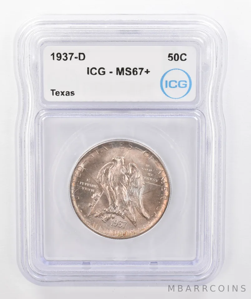 1937-D Texas Commemorative Half Dollar MS67+ ICG Beautiful Tone *0273