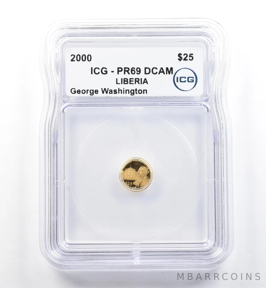 2000 Liberia 25 Dollars Gold George Washington PR69 DCAM ICG *6102