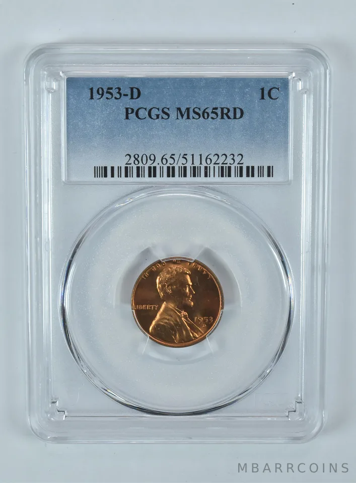 1953-D Lincoln Wheat Cent MS65 RD PCGS Blue Label