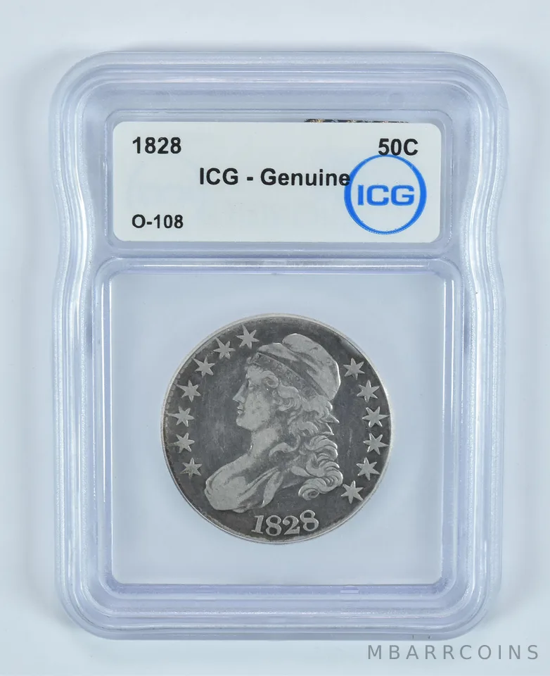1828 Capped Bust Half Dollar O-108 Genuine ICG a9031