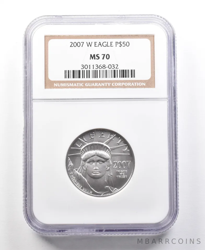 2007-W $50 Burnished Platinum Eagle 1/2 Oz Platinum MS70 NGC .9995