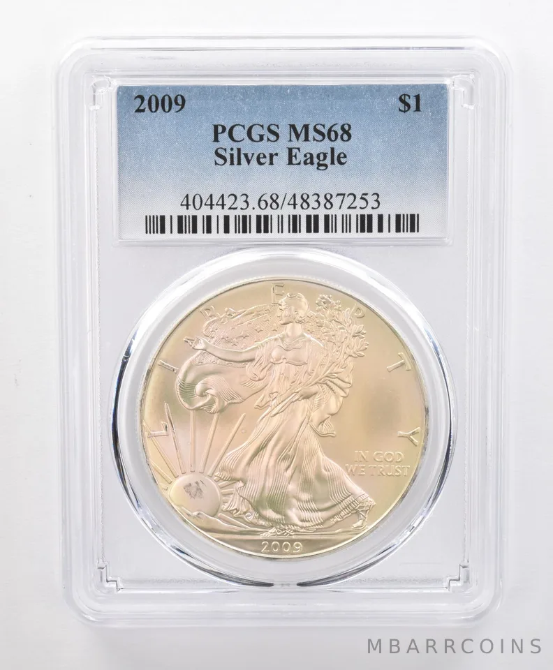 MS68 2009 American Silver Eagle PCGS Beautifully Toned Pink/Green Sheen *0113
