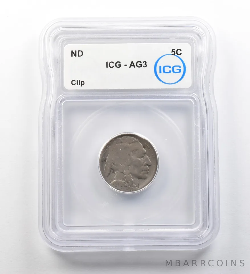 1913-1938 Indian Head Buffalo Nickel Clip AG3 ICG ERROR a8192