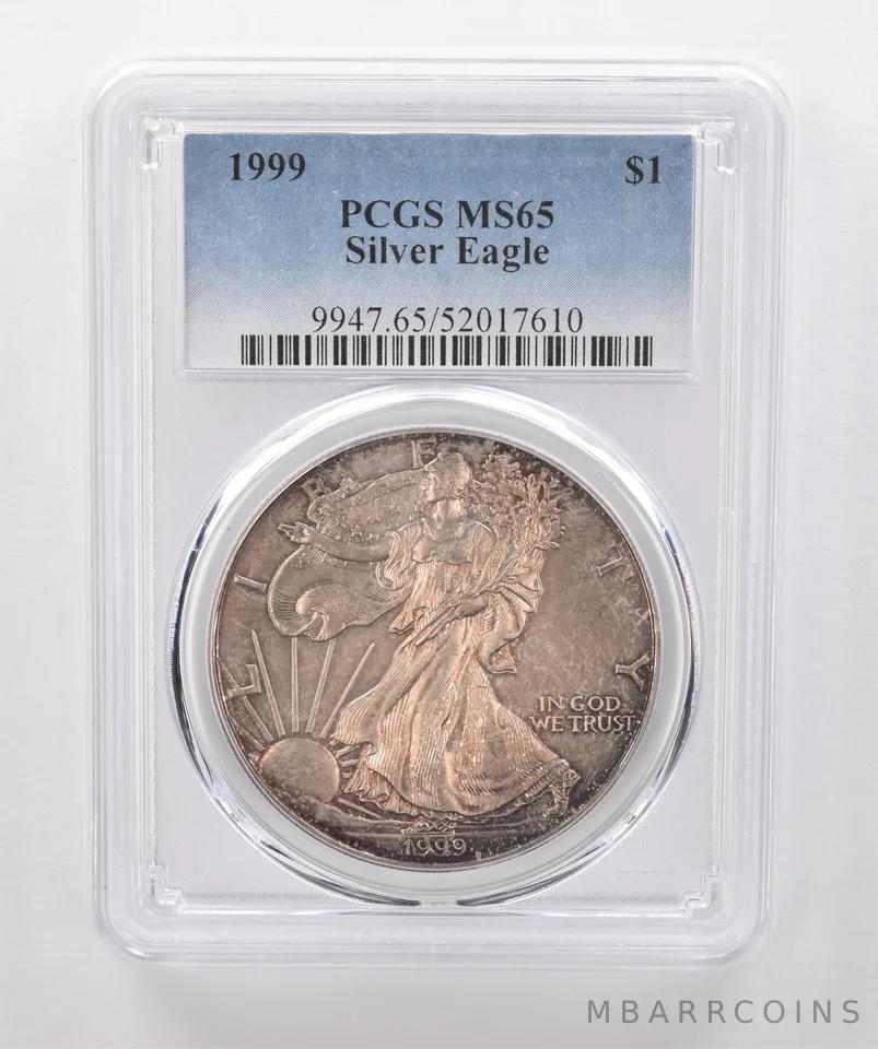 1999 American Silver Eagle MS65 PCGS Beautiful Tone *1976