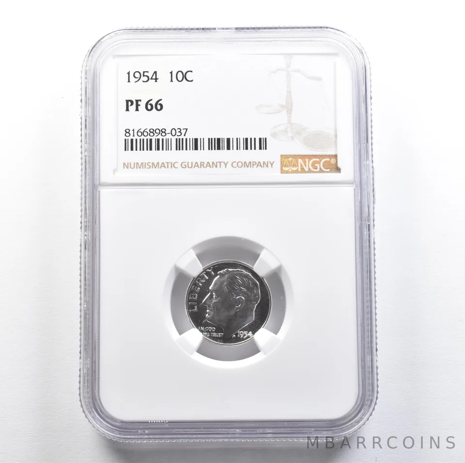 1954 Roosevelt Dime PF66 NGC PQ Cam Look *7644
