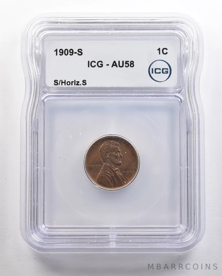 1909-S Lincoln Wheat Cent S/Horizontal S AU58 ICG *4386