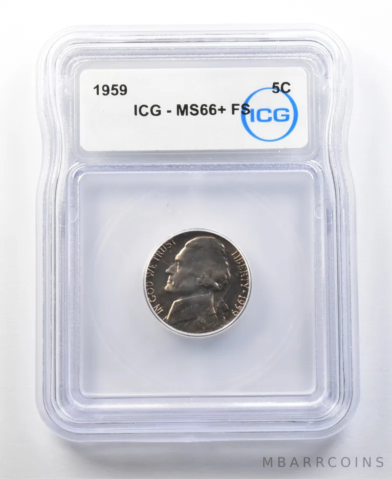1959 Jefferson Nickel MS66+ FS ICG *0164