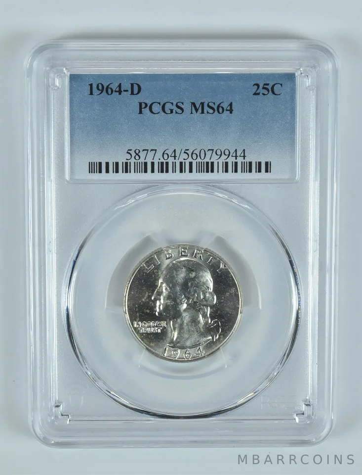 1964-D Washington Quarter MS64 PCGS Blue Label