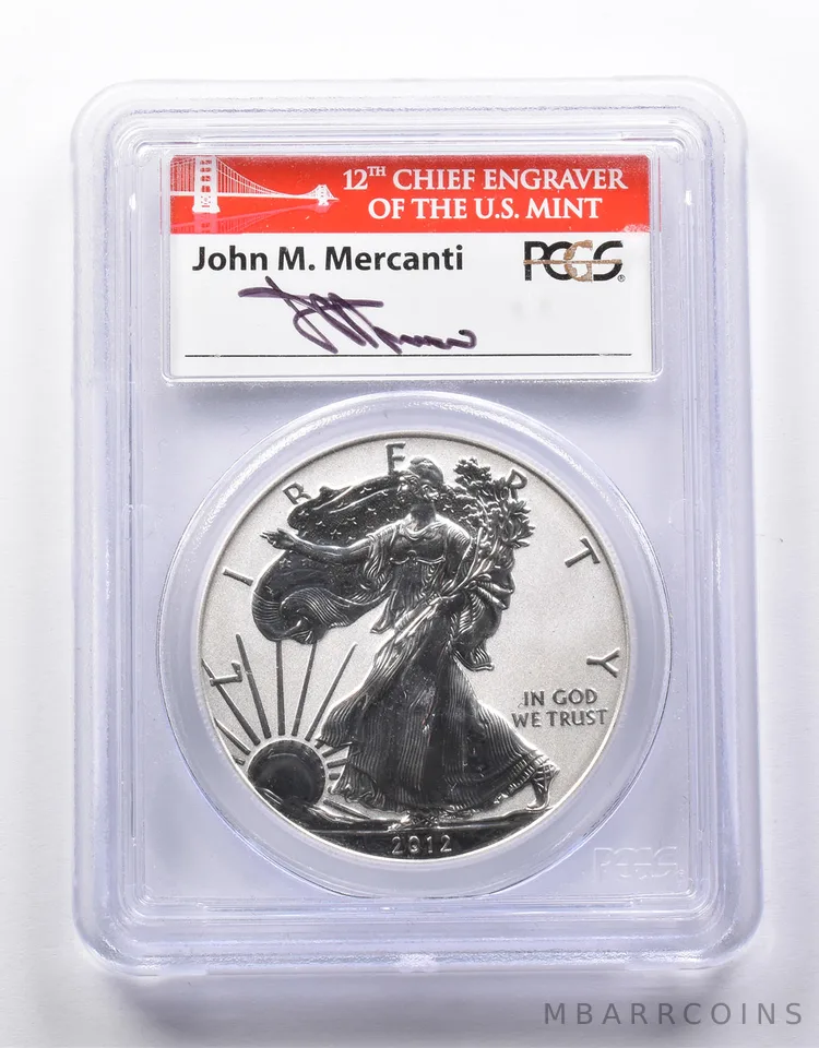 PR70 Reverse 2012-S American Silver Eagle SF Mint Set Mercanti Signed PCGS a8688