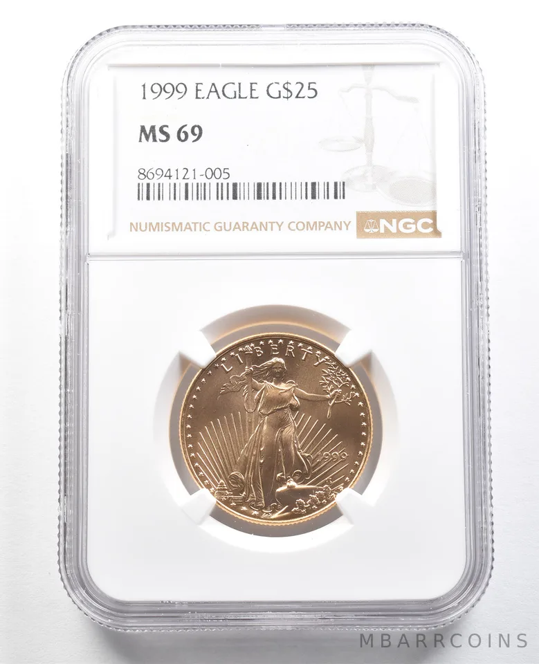 1999 $25 American Gold Eagle 1/2 Oz Gold MS69 NGC
