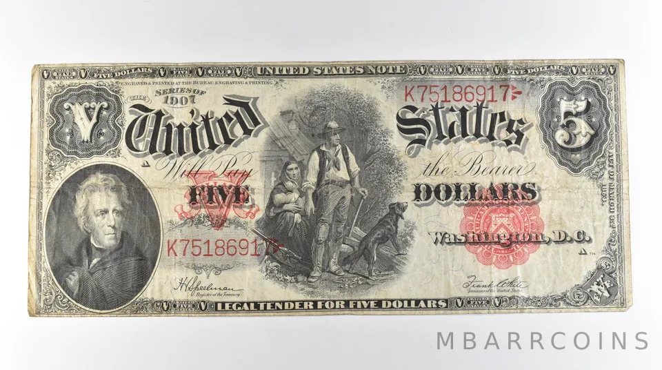 1907 $5 Legal Tender Large Note Red Seal *3114