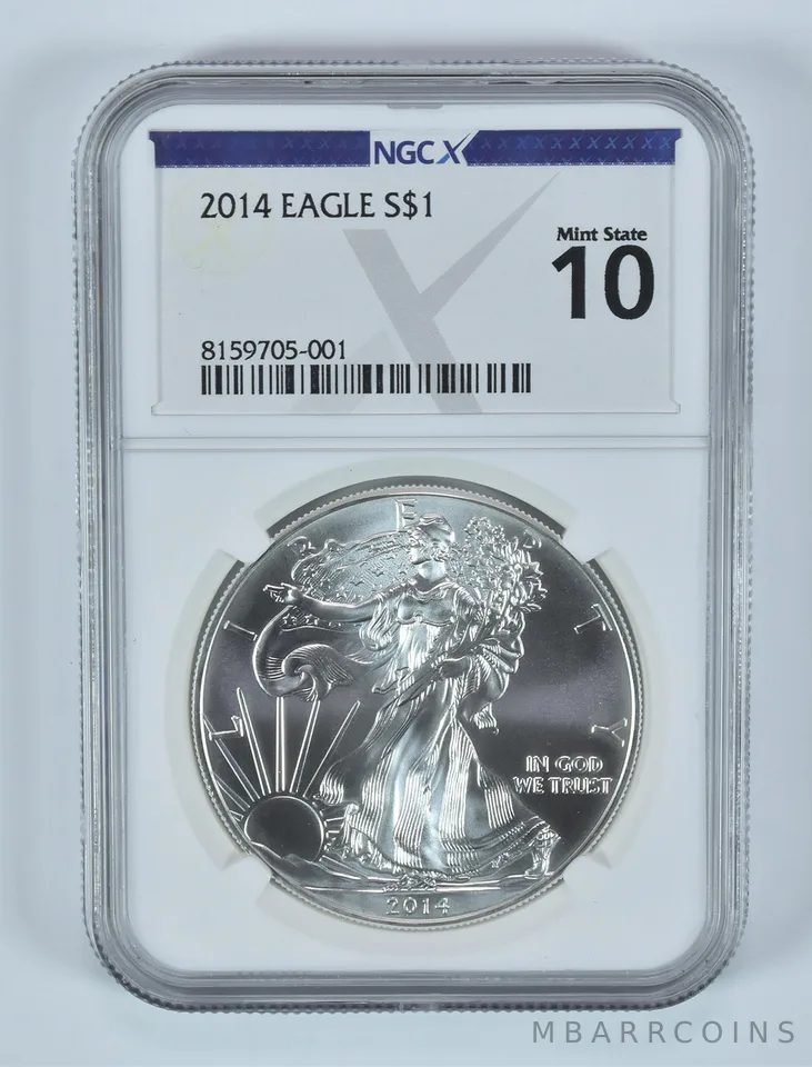 2014 American Silver Eagle Mint State 10 NGC X NGCX