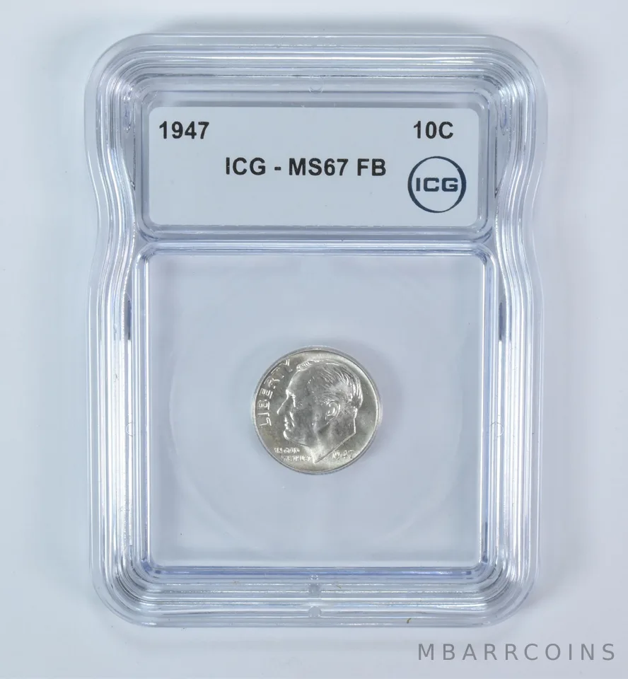 1947 Roosevelt Dime MS67 FB ICG