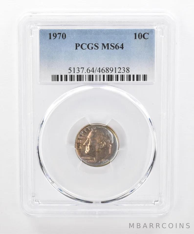 1970 Roosevelt Dime MS64 PCGS Beautiful Tone *2719