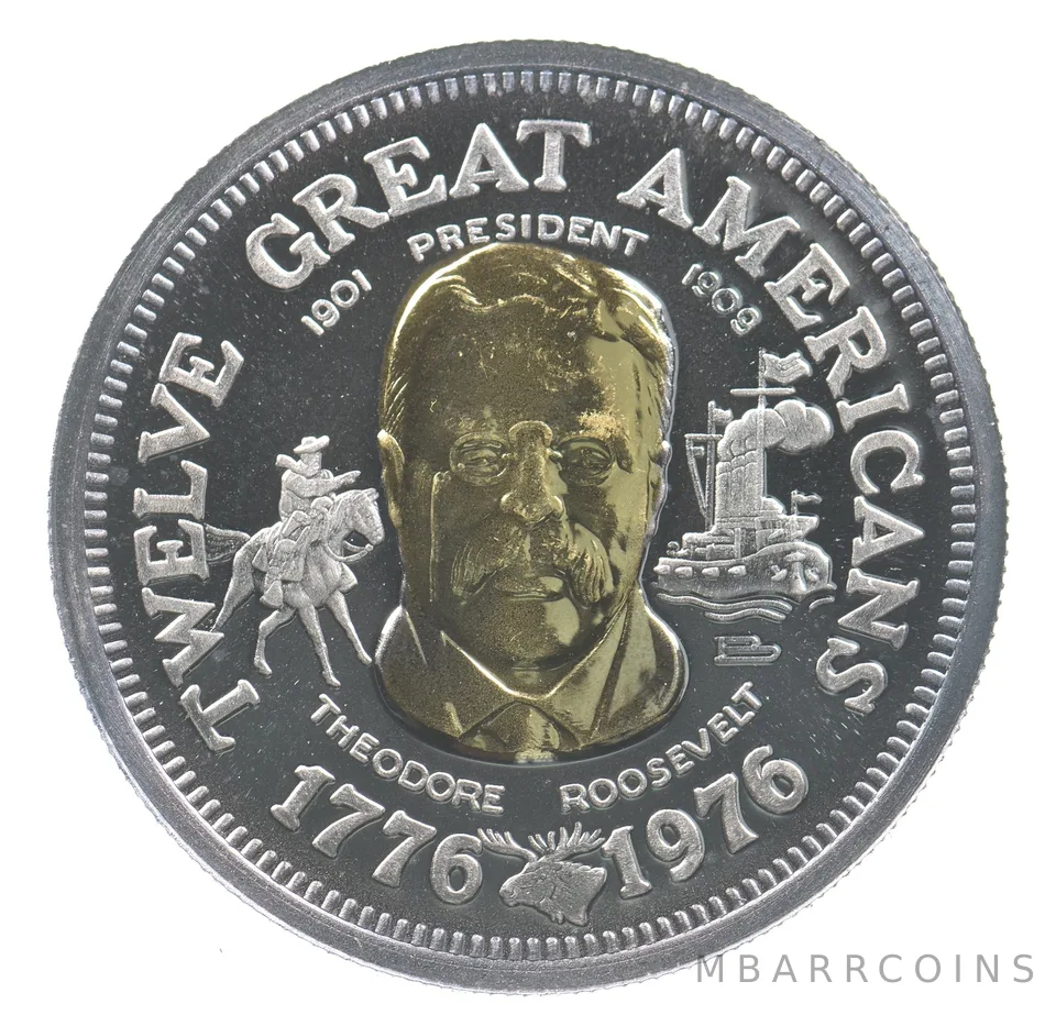 1976 Twelve Great Americans Gold/Silver Round Theodore Roosevelt *9457