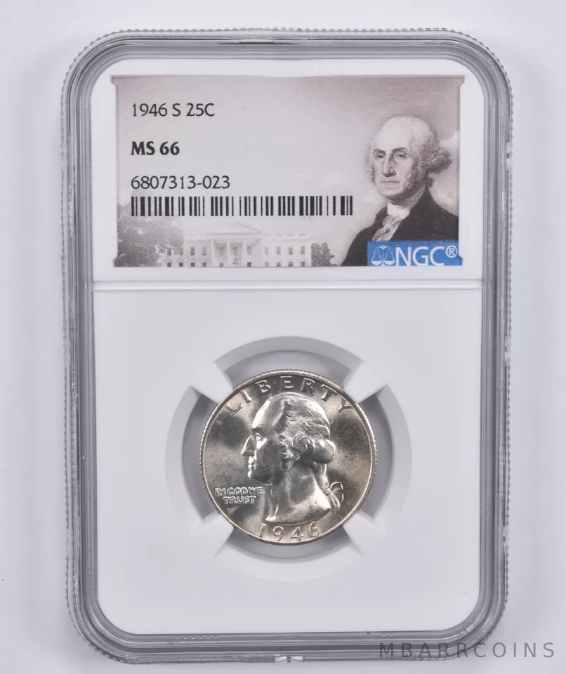 1946-S Washington Quarter Silver 25c Quarter MS66 NGC S/S FS501