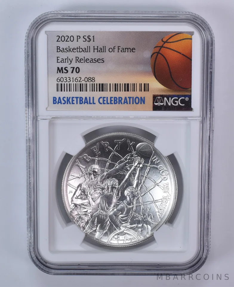 2020-P Basketball Hall Of Fame Commemorative $1 ER MS70 NGC Special Label