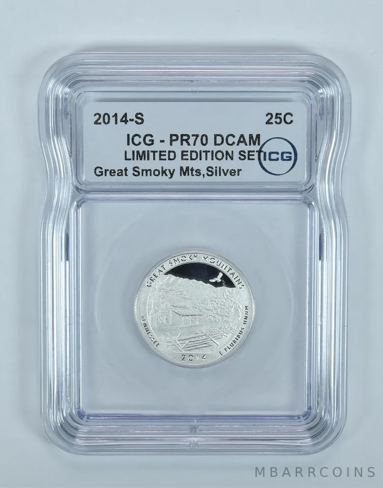 2014-S ATB Quarter Great Smoky Mountains Silver Limited Edition PR70 DCAM ICG