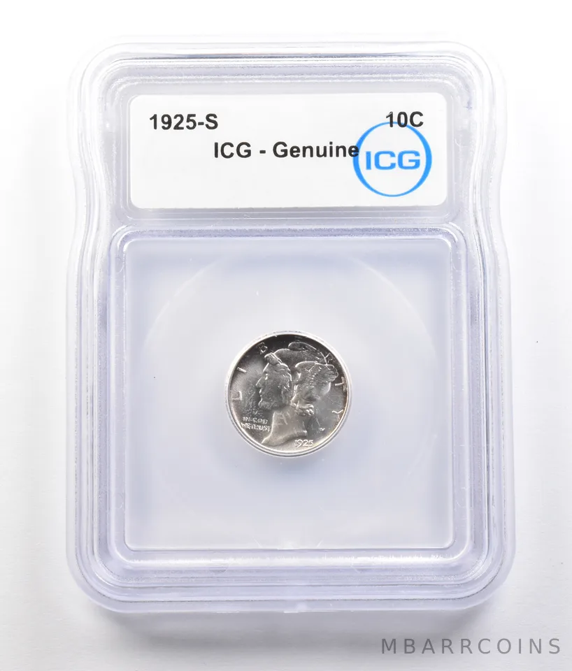 1925-S Mercury Dime Genuine ICG *0775