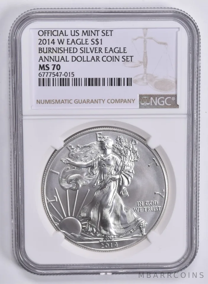 2014-W Burnished Annual Set - American Silver Eagle MS70 NGC