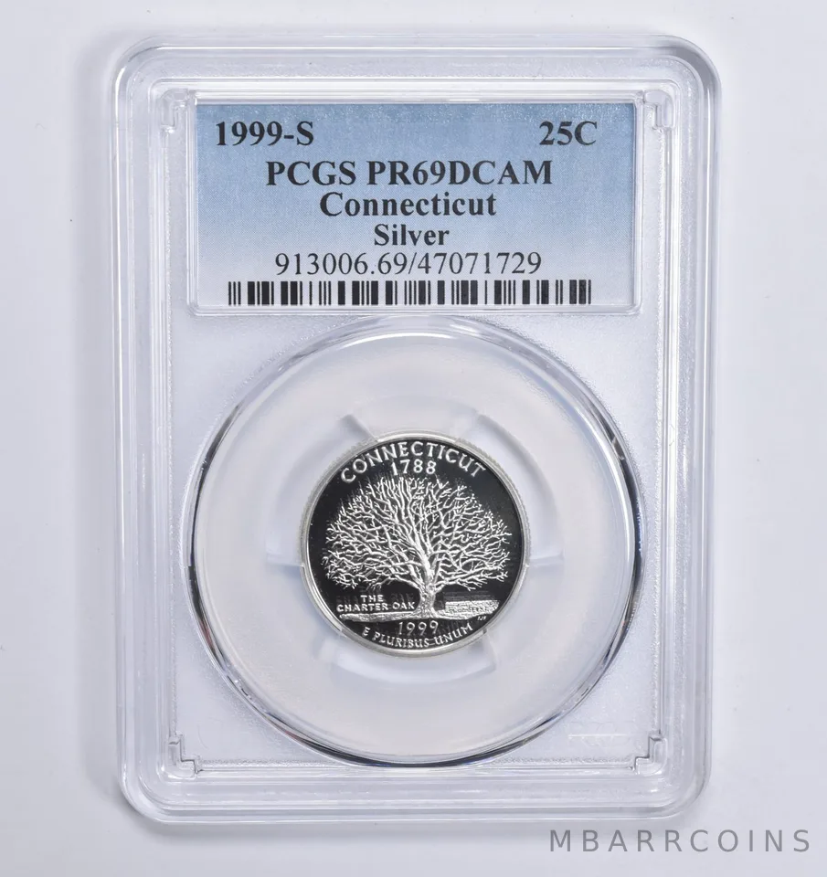 1999-S Silver Connecticut Quarter PR69 DCAM PCGS Blue Lbl