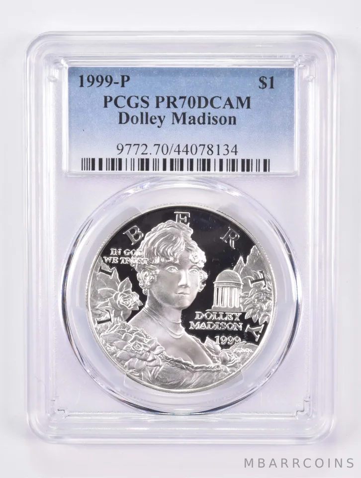1999-P Dolley Madison Commemorative Silver Dollar PR70 DCAM PCGS