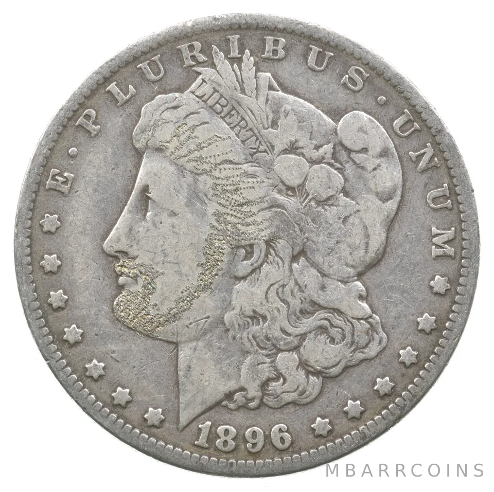 1896-O Morgan Silver Dollar HOBO Beard Engraved a6233