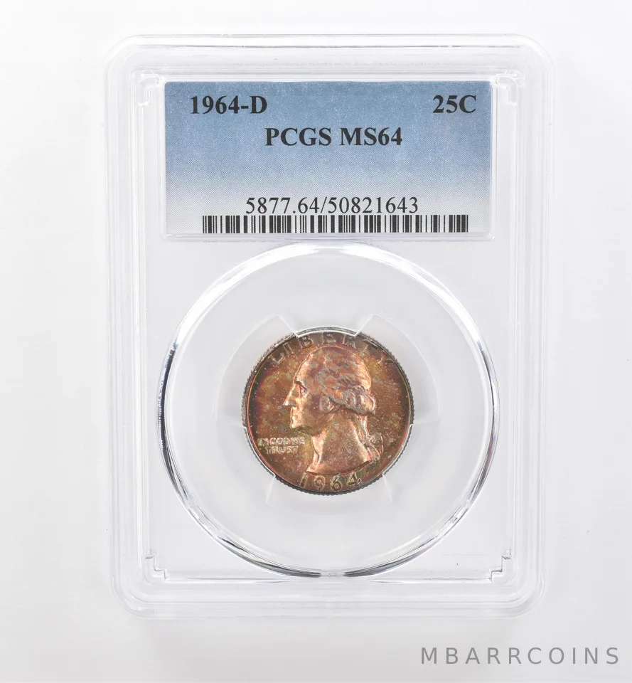 1964-D Washington Quarter MS64 PCGS Beautiful Tone *1824