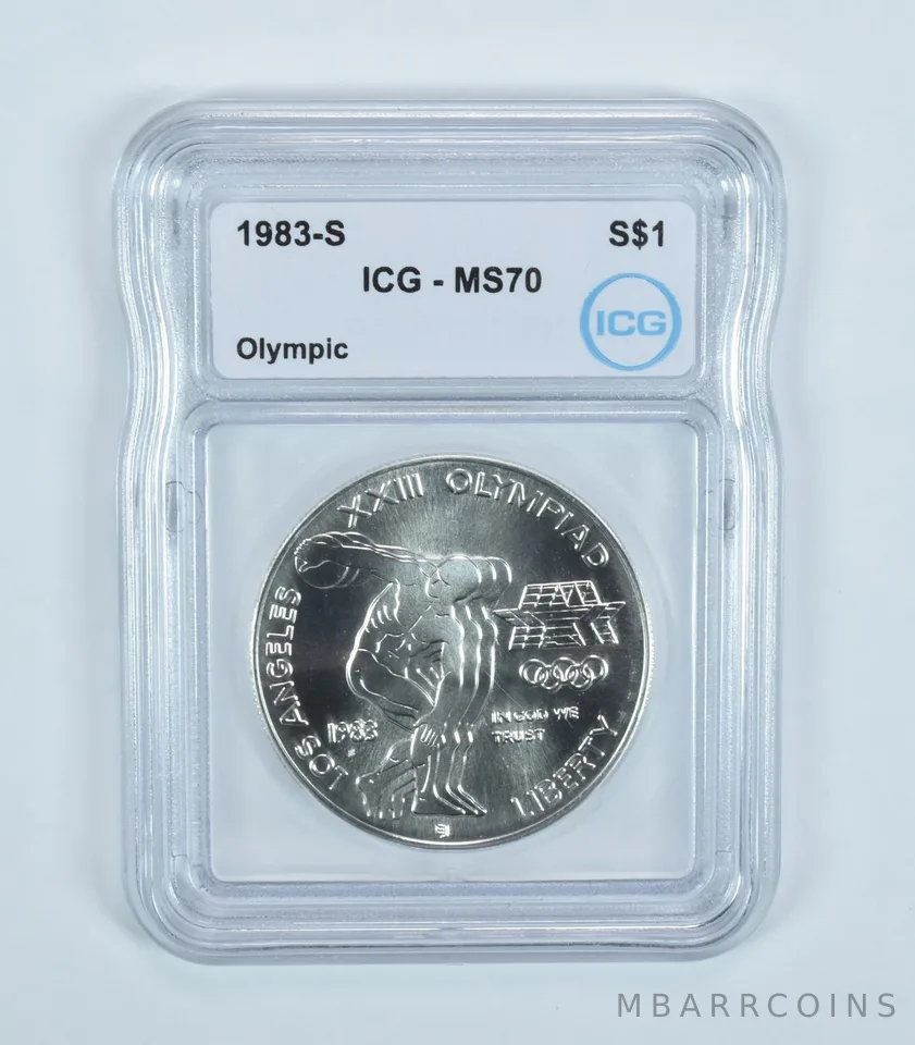 1983-S Olympic Discus Commemorative Silver Dollar MS70 ICG