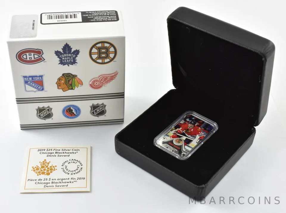 2019 Canada 25 Dollars Silver Chicago Blackhawks Denis Savard W/ OGP *4767