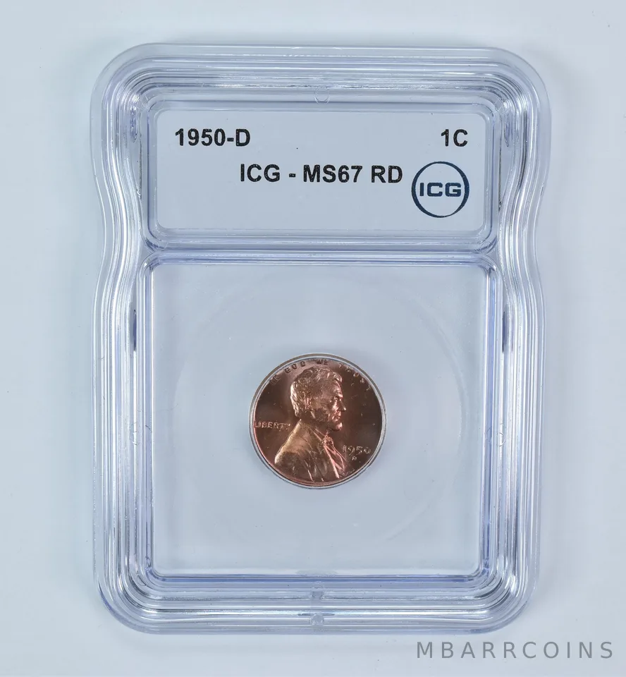 1950-D Lincoln Wheat Cent MS67 RD ICG