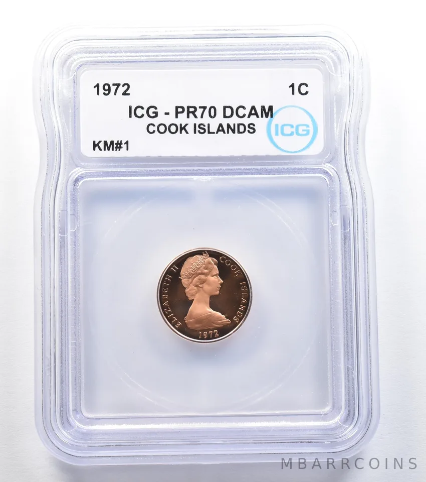 1972 Cook Islands 1 Cent KM#1 PR70 DCAM ICG a7988