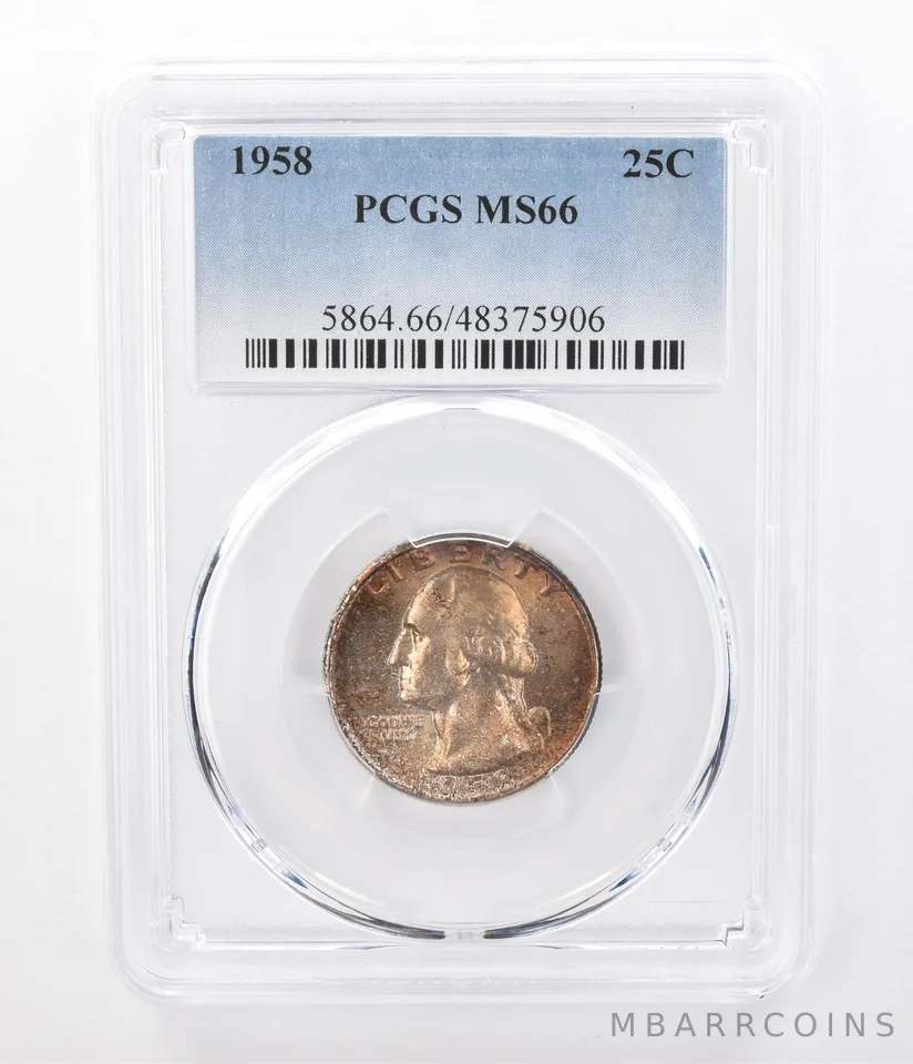 1958 Washington Quarter MS66 PCGS Beautifully Toned *7429